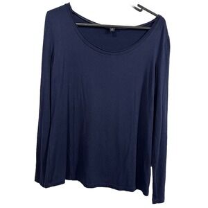 Lafayette 148  Blue Long Sleeve Lightweight Viscose Blend Sweater  SZ L